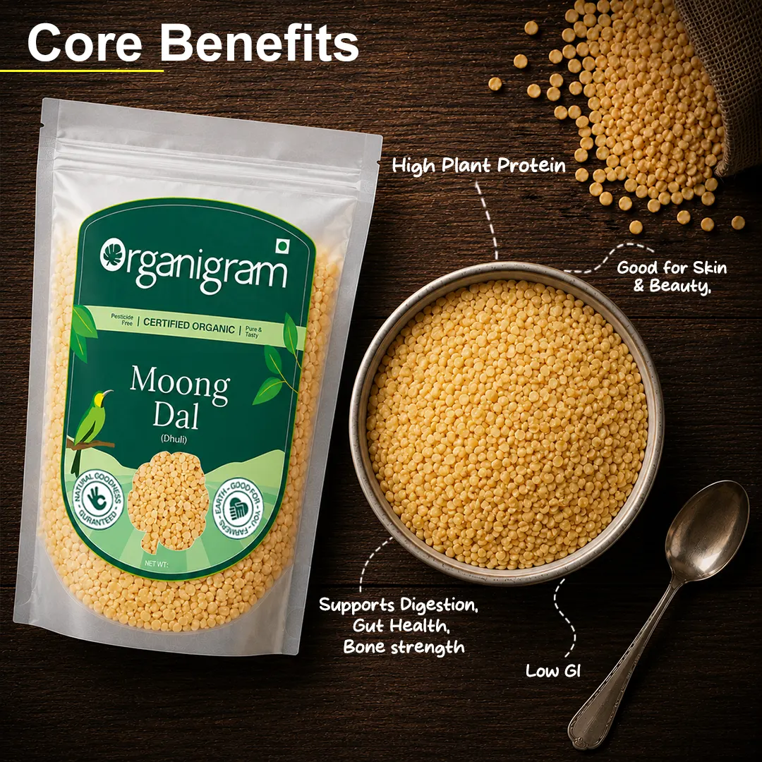 Organic Moong Dal Dhuli/Yellow Lentil Split (Skinless) - Image 2