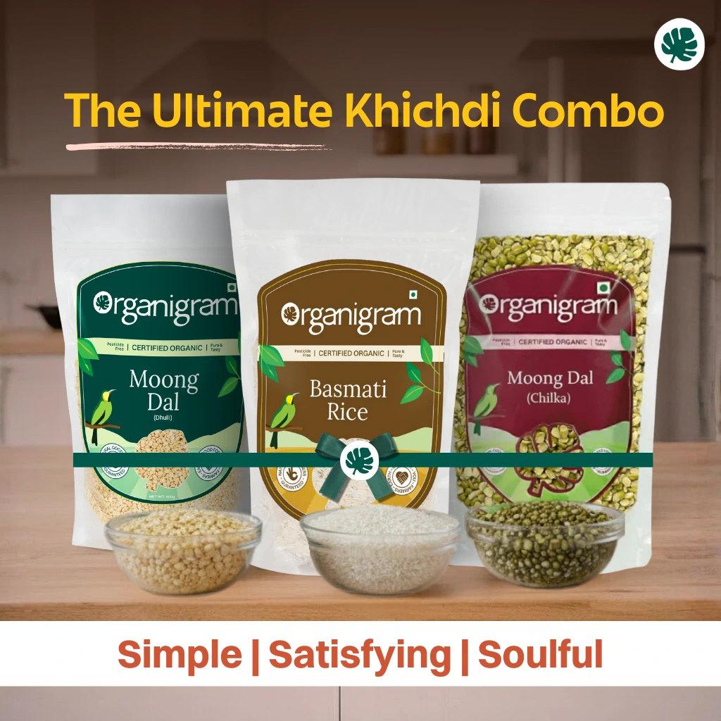 The Khichdi Combo (Moong Dhuli. Moong Chilka. Basmati Rice)